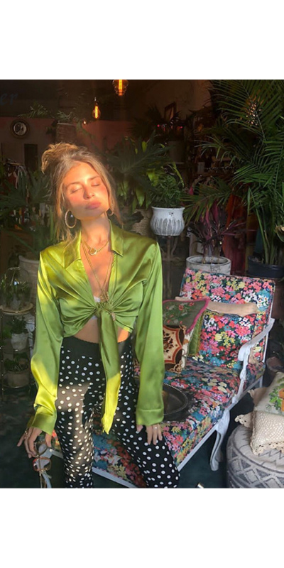 Green Silk Tied Top