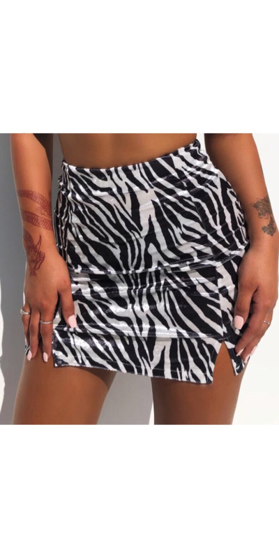 Velvet zebra print skirt